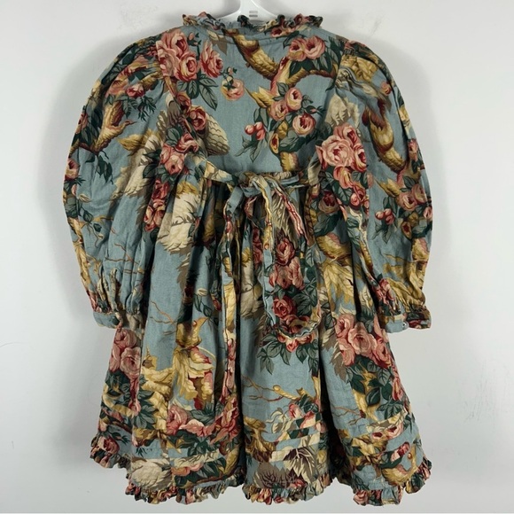 ❤️ Vintage Floral Kids Dress in Blue and Gold 3 - Picture 1 of 11